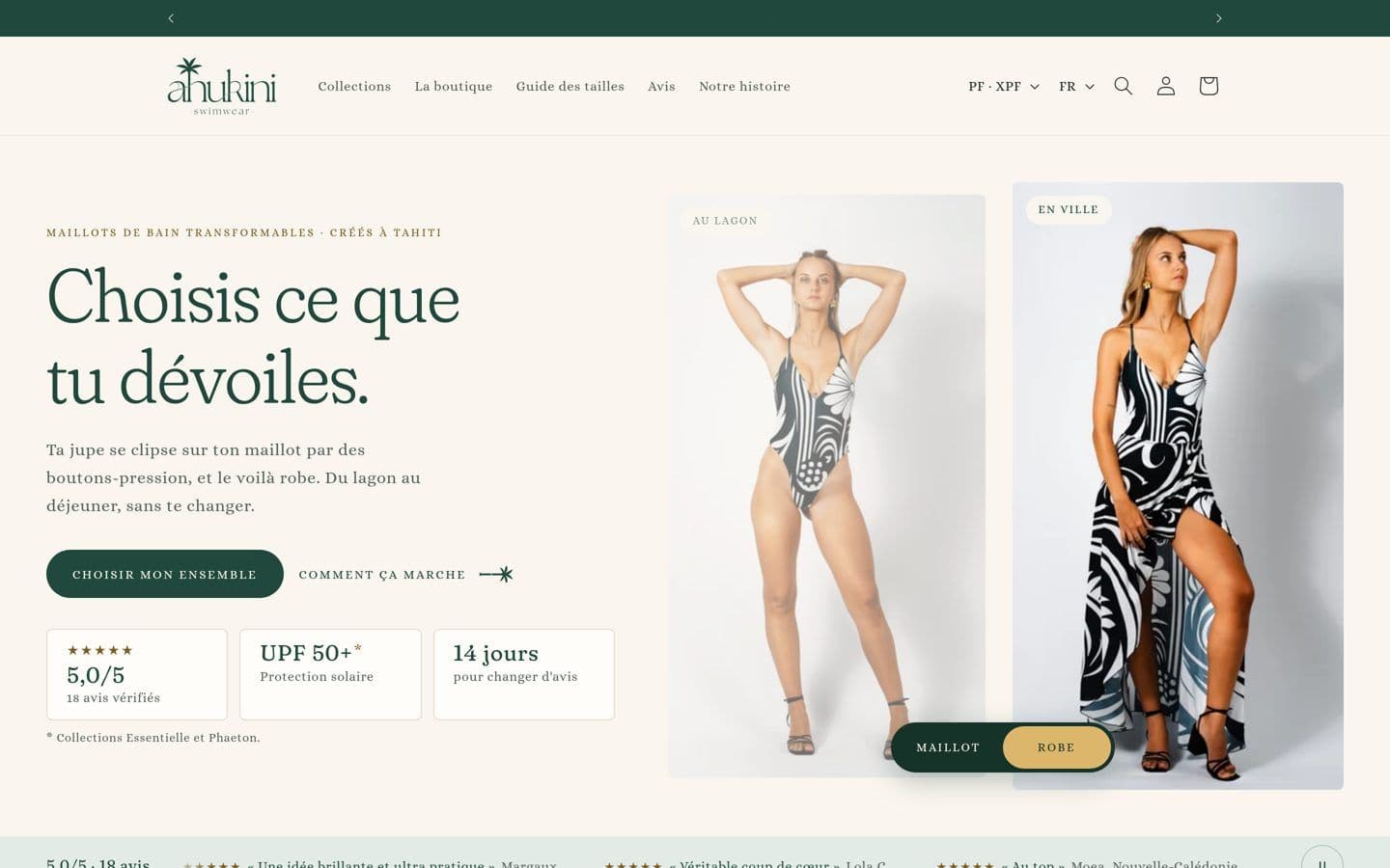 Accueil de la boutique Ahukini sur ordinateur