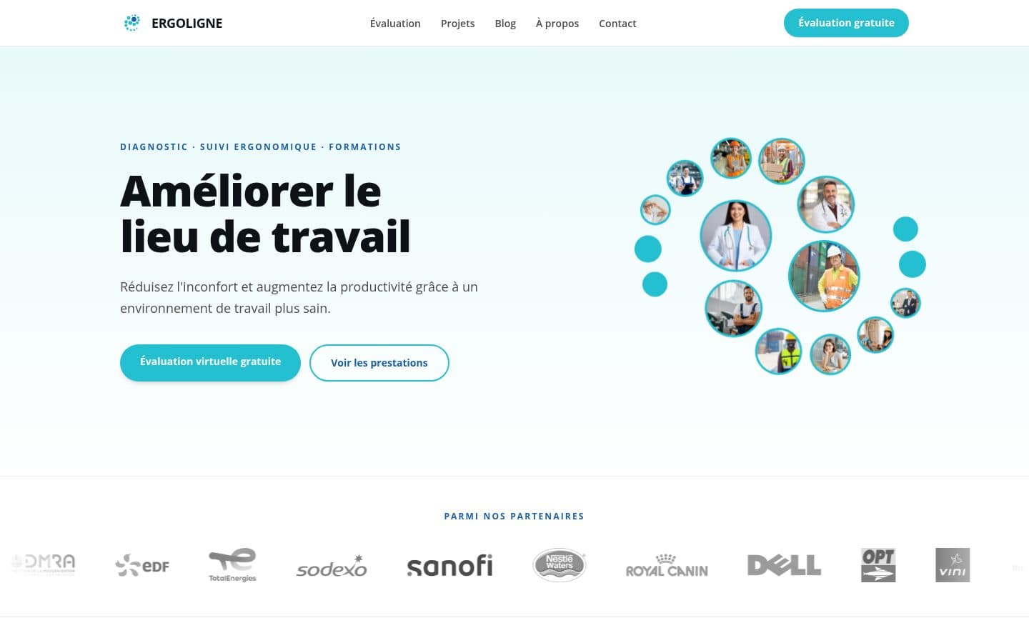 Accueil du site Ergoligne sur ordinateur