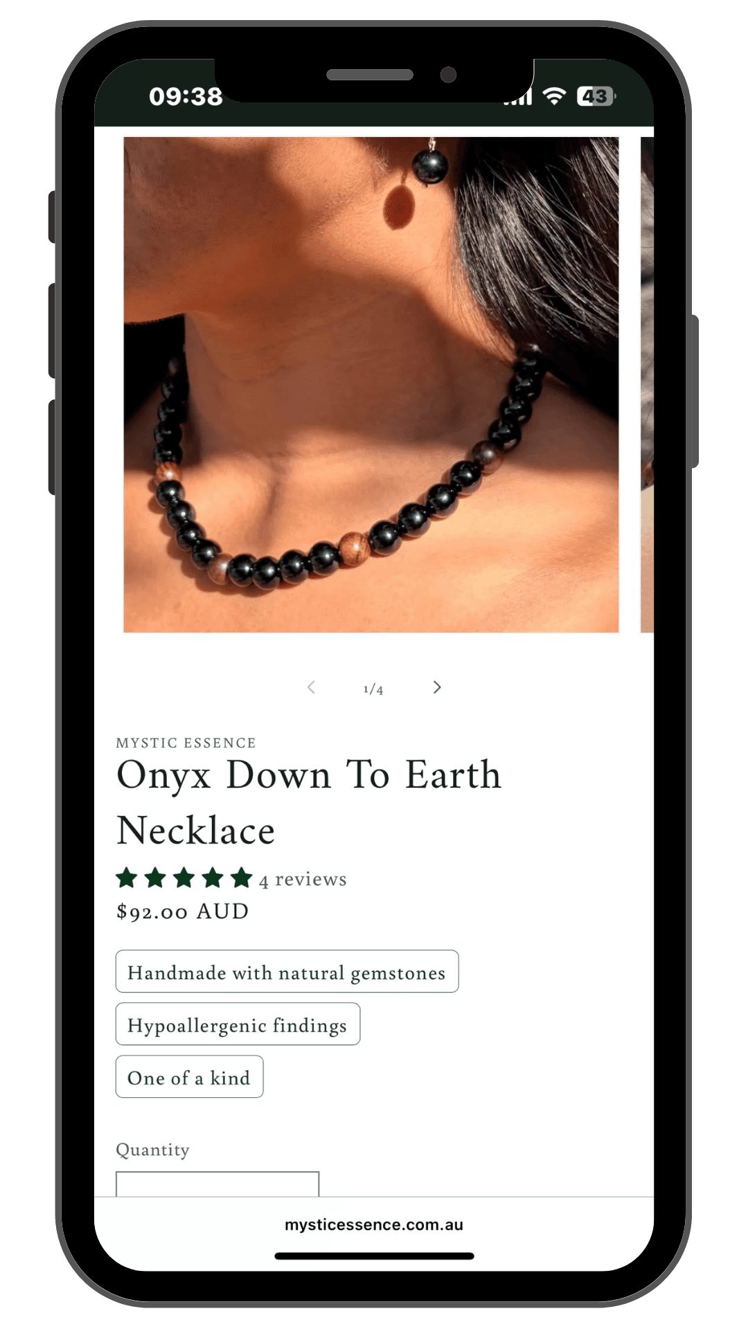 Fiche produit d'un collier artisanal Mystic Essence