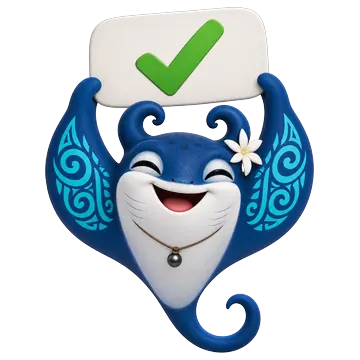 Moana brandit une pancarte avec une coche verte : réservation confirmée.